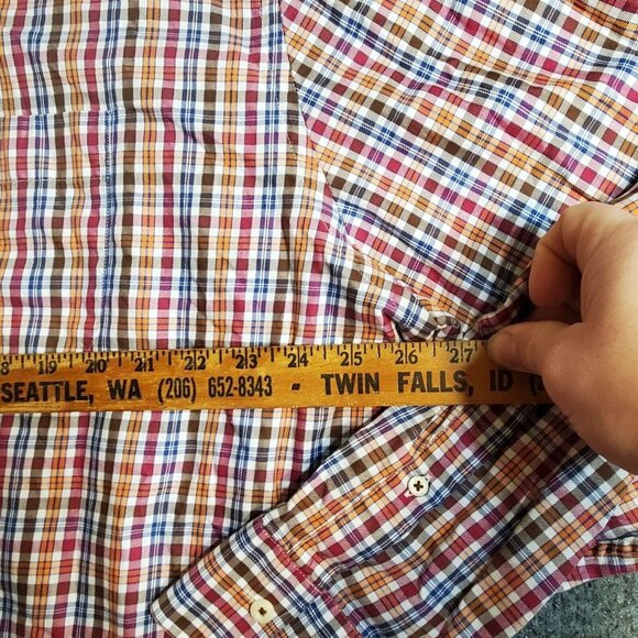 Peter Millar Shirt Mens XXL Blue Pink Check Plaid Cotton Long Sleeve Button Up - Picture 6 of 16